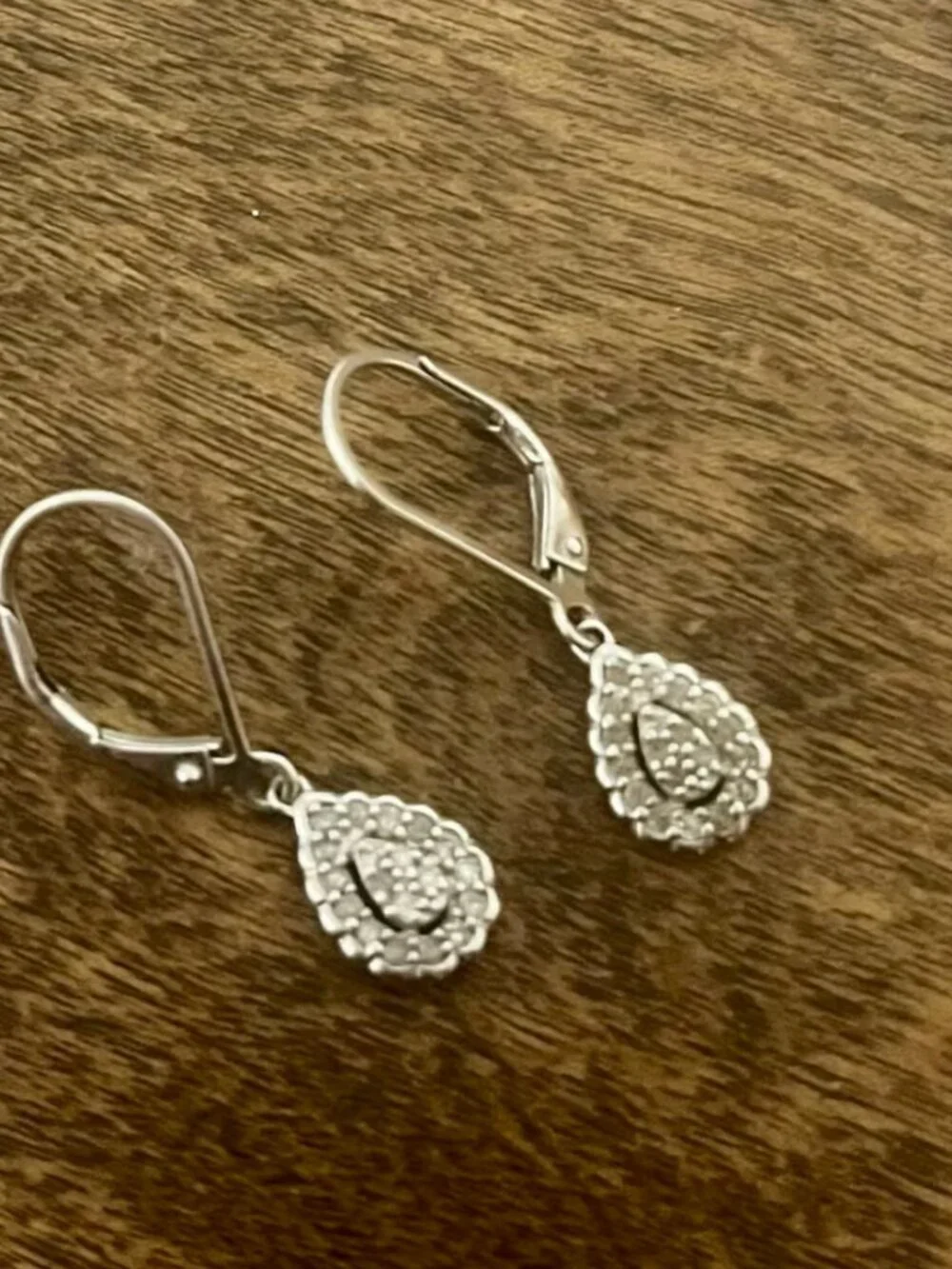 Natural Diamond Sterling Silver Teardrop Earrings